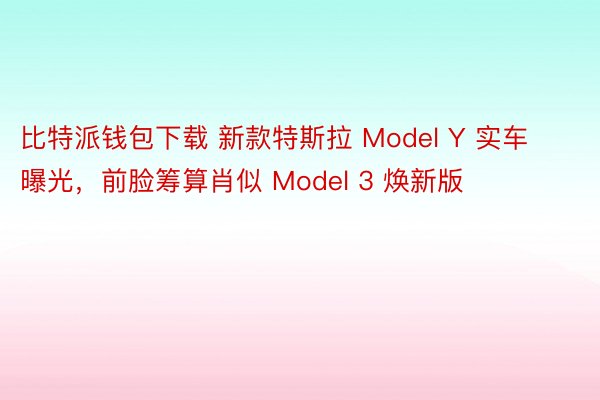 比特派钱包下载 新款特斯拉 Model Y 实车曝光，前脸筹算肖似 Model 3 焕新版