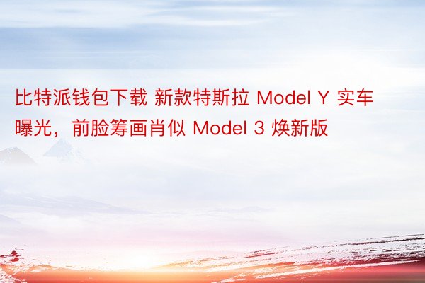 比特派钱包下载 新款特斯拉 Model Y 实车曝光，前脸筹画肖似 Model 3 焕新版