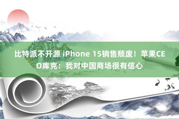 比特派不开源 iPhone 15销售颓废！苹果CEO库克：我对中国商场很有信心